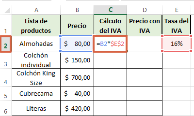 Cómo calcular el IVA en Excel de forma automática paso 4