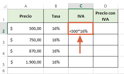 Cómo calcular el IVA en Excel de forma manual paso 4