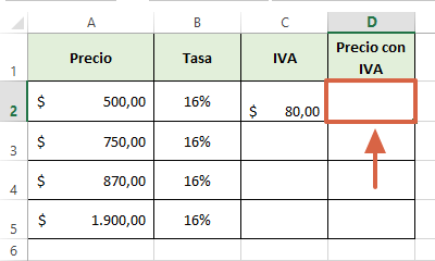 Cómo calcular el IVA en Excel de forma manual paso 5