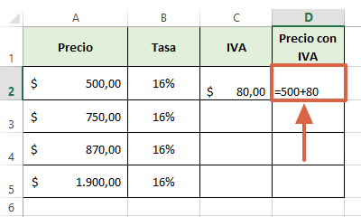 Cómo calcular el IVA en Excel de forma manual paso 6
