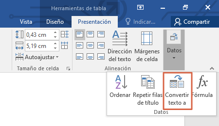 Como hacer o crear tablas en Microsoft Word a partir de un texto