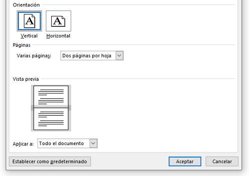 Cómo dividir una hoja o página de Word en dos modificando los márgenes del documento