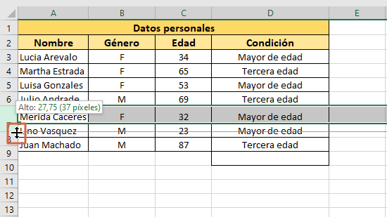 Como modificar el tamaño de las filas en Excel