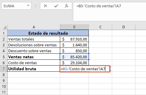 Como restar hojas de calculo en Excel