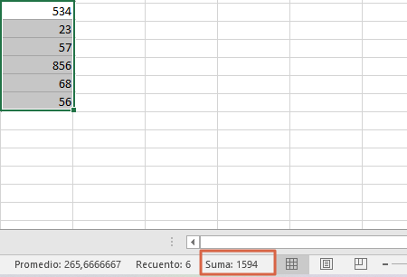 Como sumar en Excel al seleccionar las cifras