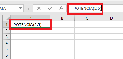 Cómo poner una potencia o exponencial en Excel con la función potencia. Paso 3