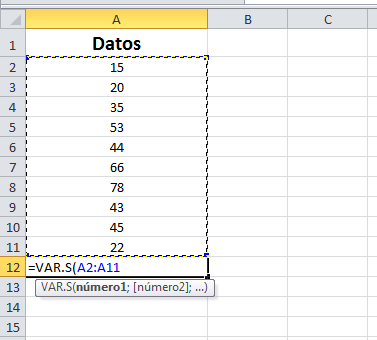 Cómo calcular la varianza en Excel de forma manual paso 4