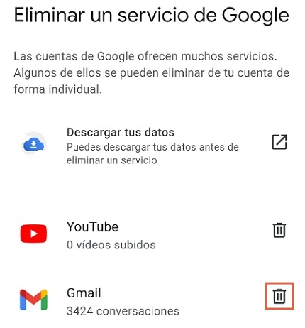 Eliminar tu cuenta de Gmail desde un móvil Android - Paso 5