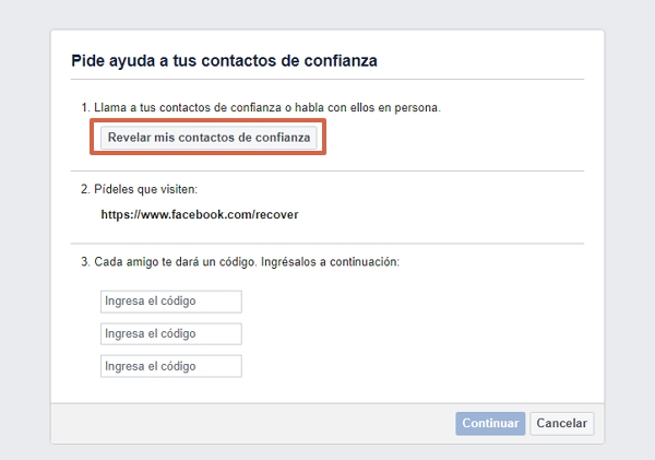 Como recuperar una cuenta de Facebook usando los contactos de confianza
