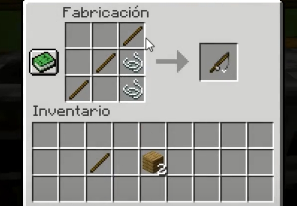Como fabricar cana de pescar en Minecraft