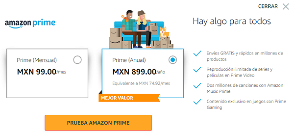 Cuanto cuesta Amazon Prime Video tarifas actualizadas 2022 en Mexico