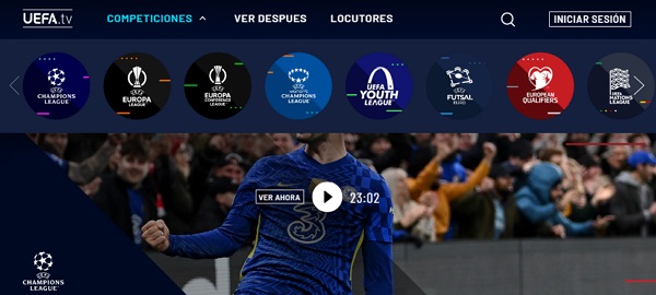 Páginas para ver partidos de fútbol en vivo gratis. UEFA TV
