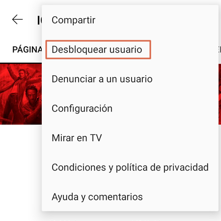 Desbloquear a un usuario de YouTube desde el movil - Paso 3