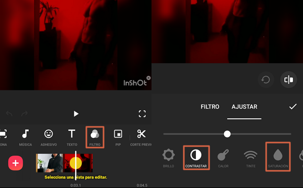 Quitar el filtro rojo de TikTok con InShot