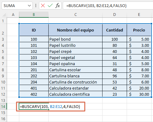 Como buscar un valor numerico con la funcion BUSCARV en Excel paso 6