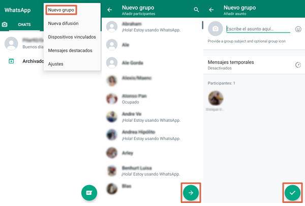 Como crear un grupo de WhatsApp - Paso 4