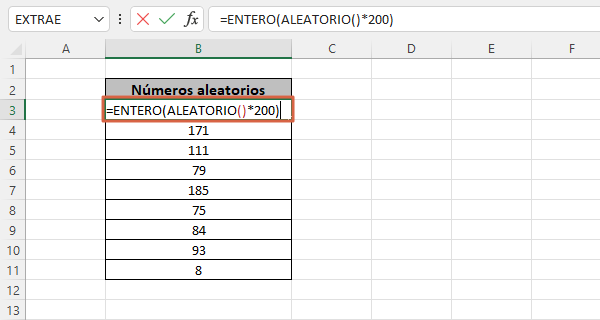 Como usar la funcion ALEATORIO en Excel para generar números aleatorios enteros
