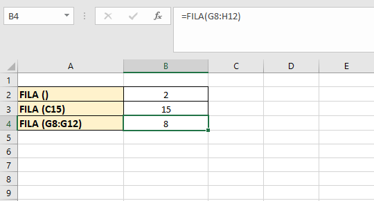 Como usar la funcion FILA en Excel