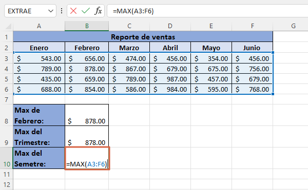 Como usar la funcion MAX en Excel con una matriz