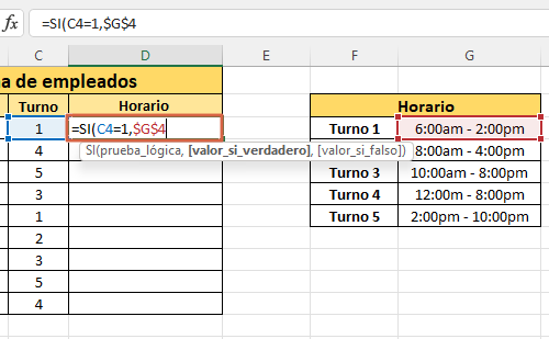 Como usar la funcion SI ANIDADA en Excel con coordenadas de celdas paso 4