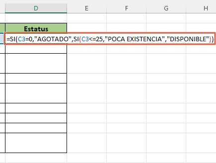 Como usar la funcion SI ANIDADA en Excel con palabras paso 7