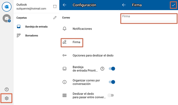 Como crear y poner una firma en Outlook - Como configurar tu firma en la app de Outlook - Paso 4