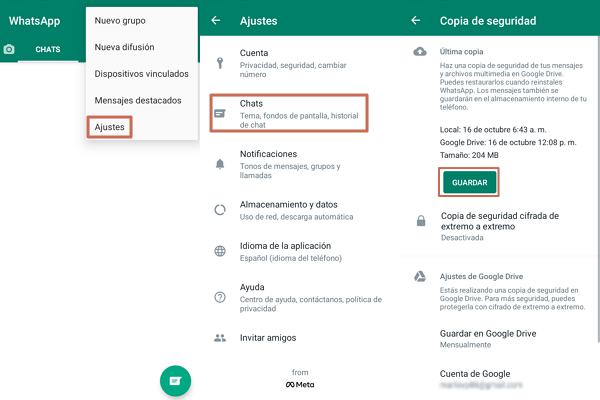 Como reinstalar WhatsApp sin perder conversaciones - Pasos para crear una copia de seguridad en Android