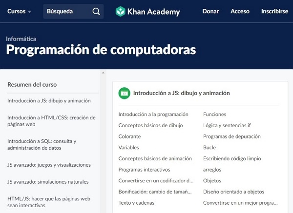 khan academy sitio para aprender a programar desde cero