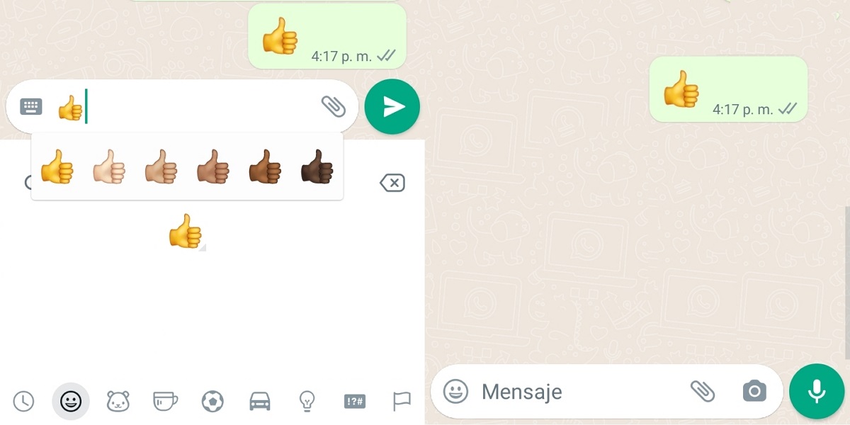 emoji del pulgar hacia arriba de whatsapp